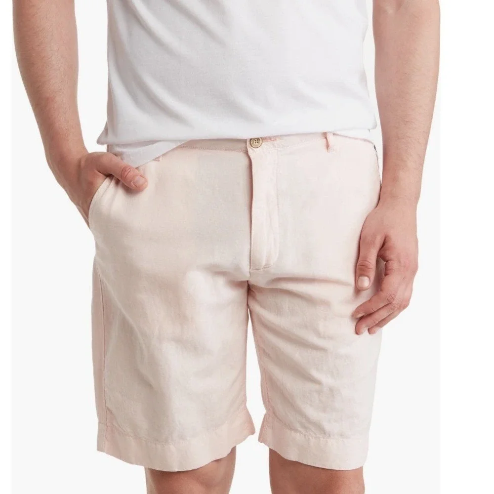 Faherty Malibu Linen & Cotton Chino Shorts, Size 40 Waist, Summer Pink, NWT